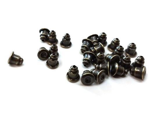 E490 - 200 pcs (100 Pairs) Antique Bronze Ear Nuts - 5.5mm x 5mm - Earring Stoppers! - Bullet Design - High Quality! Hole Size: 1mm