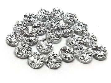 CA314 - 10 pcs. Druzy Resin Embellishment Cabochons Silver - 8mm