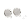 E783 - 4 pcs. 18k Platinum Filled Earring Posts Studs Settings Bezels Cabochons Tacks with Loop - 8mm Glue Pad Setting - Made of Copper