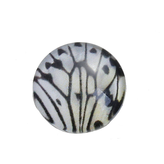 CA416 - 10 pcs Circle Colorful Butterfly Glass Round Dome Seals Tiles Cabochons - 12mm - Assortment