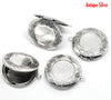 P968 - 10pcs. Antique Silver Carved Flower Ornamented Pendant Picture Photo Locket Box Charm Pendants- 36 X 32mm-Fits 20mm Settings &amp; 24mm Settings