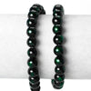 BD814 - 80 pcs Black and Green Pearl Swirl Glass Round Loose Beads - 10mm - Hole Size: 1mm - 30.5" Strand