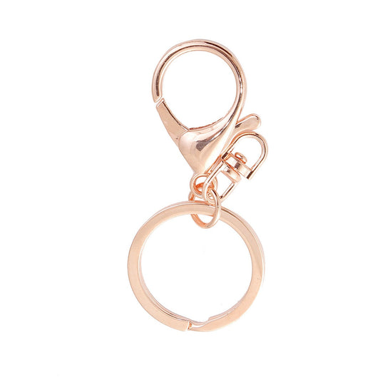 CL109 - 10 pcs. Rose Gold Plated Lobster Swivel Clasp and Key Ring - 69mm x 30mm (2.72 inch) - Claw Clasps