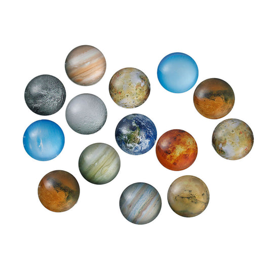 CA485 - 10 pcs Circle Planets Solar System Universe Glass Round Dome Seals Tiles Cabochons - 20mm (0.79 in)