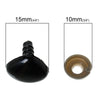 DO013 - 5 pairs (10 pieces) Black Safety Noses for Doll and Toy Making - 15mm - Backs for a Stronger Hold!