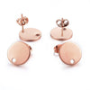 E525 - 10 pcs. (5 pairs) 304 Stainless Steel Rose Gold Earring Posts/Bases/Studs/Settings - 12mm Length - 10mm Diameter - Hole Size: 1.4mm