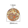 P699 - 10 pcs. Gold Plated Multicolor Enamel Circle Metal Dangle Charms Pendants - Orange Flower - 20mm - 0.8" - Great for Earrings or Dangles