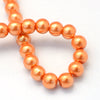 BD129 - 10mm Orange Glass Pearl Imitation Round Beads - 16 inch strand - Approx. 42 beads per strand - Hole Size: 1.5mm