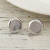 E783 - 4 pcs. 18k Platinum Filled Earring Posts Studs Settings Bezels Cabochons Tacks with Loop - 8mm Glue Pad Setting - Made of Copper