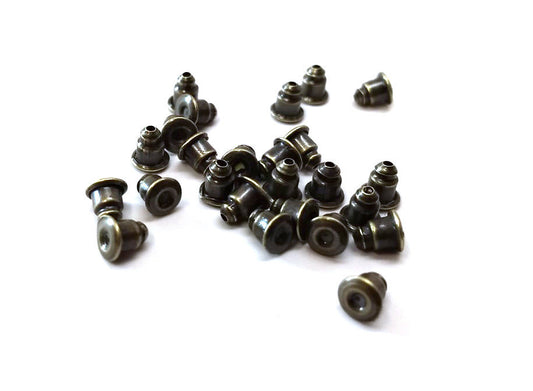 E490 - 200 pcs (100 Pairs) Antique Bronze Ear Nuts - 5.5mm x 5mm - Earring Stoppers! - Bullet Design - High Quality! Hole Size: 1mm
