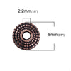 BD376 - 100 pcs Antique Copper Filigree Carved Bicone Metal Spacer Beads - 8mm x 3mm - Hole Size: 2.2mm