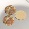 P699 - 10 pcs. Gold Plated Multicolor Enamel Circle Metal Dangle Charms Pendants - Orange Flower - 20mm - 0.8" - Great for Earrings or Dangles