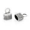 CR022B - 50 pcs. Antique Silver Tone Bead, Bracelet, Necklace and Tassel End Tips Caps with Loop - Carved - 18mm x 13mm - Hole Size: 10.7mm x 6.6mm
