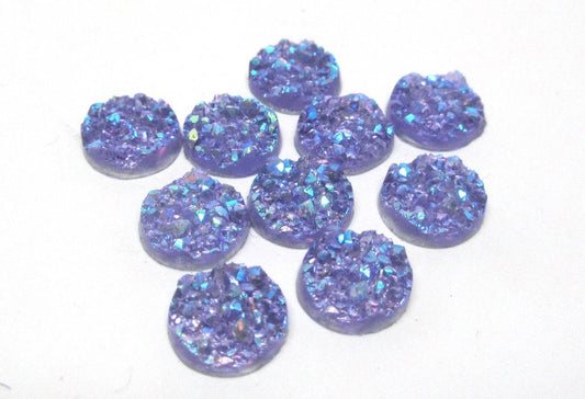 CA119 - 10 pcs Druzy Resin Embellishment Cabochons Purple - 12mm
