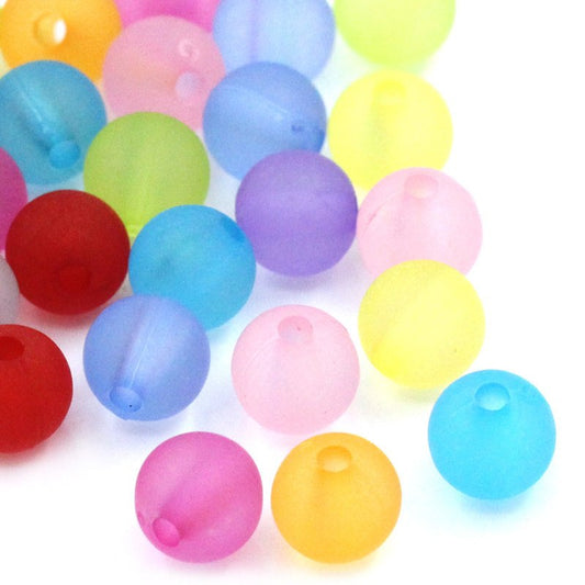 BD480 - 1000 pcs Acrylic Matte Round Frosted Beads, 6mm - Assortment of Colors - 1mm Hole Size