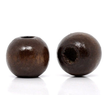 BD318 - 200 pcs Brown Dark Coffee Wooden Wood Round Spacer Beads - 10x9mm