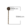 H074 -  10 pcs. - Antique Bronze Hair Bobby Pins Cabochons Bezels - 58mm x 12mm - 10mm Glue Pad