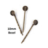 H074 -  10 pcs. - Antique Bronze Hair Bobby Pins Cabochons Bezels - 58mm x 12mm - 10mm Glue Pad