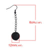 E040 - 2 pcs (1 pair) Black Earring Dangle Hooks Settings Bezels Cabochons - 12mm Glue Pad Setting - 60mm (2 3/8") x 14mm (1/2")