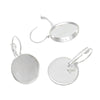 E062 - 10 pcs. Silver Plated Earring Clips Settings Lever Back Bezels Cabochons - 18mm Glue Pad Setting