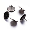 E133 - 10 pcs. Gunmetal Earring Posts Settings Bezels Cabochons Tacks- 14mm Glue Pad Setting
