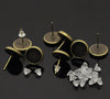 E172A - 10 pcs. Antique Bronze Earring Posts Studs Settings Bezels Cabochons Tacks- 10mm Glue Pad Setting