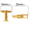CU031 - Lot of 10 Gold Plated Cuff Links (5 pairs) - 10mm Glue Pad - Made of Copper