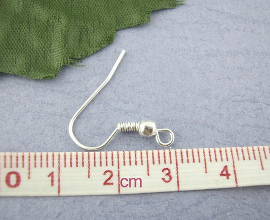 E024D - 5000 pcs Silver Plated Earring Hooks with Spring and Ball - 18mm x 19mm - Parallel Loop