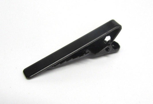 TC006B - 10pcs Black Tie Bars/Clips - 40x5mm Glue Pad