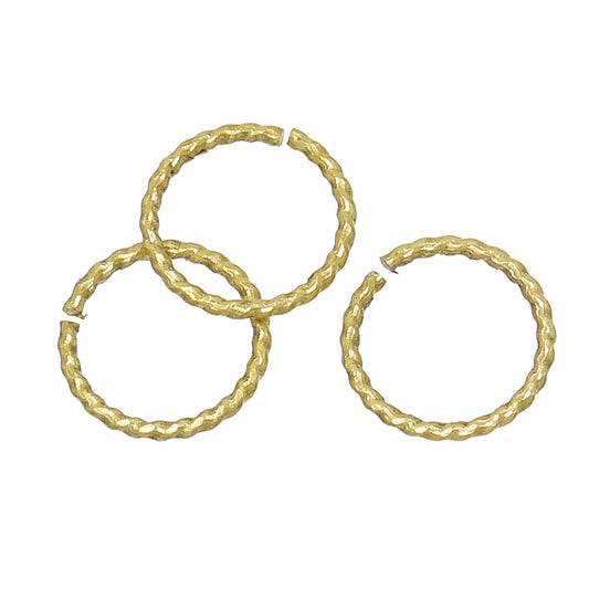 J108 - 100 pcs Brass Gold Plated Tone Twisted Connector Open Jump Rings - 10mm - 18 Gauge - 1mm Thick