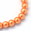 BD129 - 10mm Orange Glass Pearl Imitation Round Beads - 16 inch strand - Approx. 42 beads per strand - Hole Size: 1.5mm