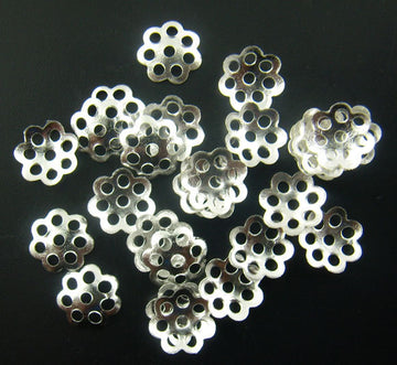 BD645 - 2000 pcs Silver Plated Flower Bead Caps Covers - 6mm