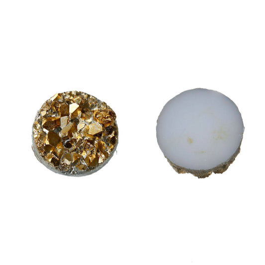 CA237 - 10 pcs Druzy Resin Embellishment Cabochons Gold Golden Shiny - 8mm (5/16 in)