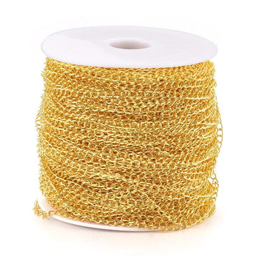 N116 - 10M (32.8 Ft) - Golden Iron Twisted Link-Opened Chain - 6mm x 3mm (0.7mm Thick)