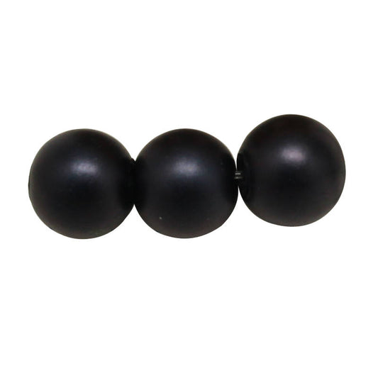 BD377 - 8mm Black Onyx Round Pearl Imitation Round Beads - 15" strand (47-48 pcs. per strand) - Hole Size: 0.7mm - Matte