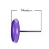 E166 - 50 pcs. Purple Earring Posts Studs Settings Bezels Cabochons Tacks- 10mm Glue Pad Setting