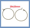 W002A - 25 pcs. Antique Bronze Wine Charm/Earwire Hoop Rings - 29mm x 25mm - 20 Gauge