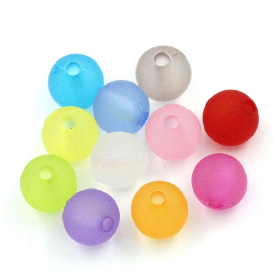 BD480 - 1000 pcs Acrylic Matte Round Frosted Beads, 6mm - Assortment of Colors - 1mm Hole Size
