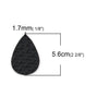 P029 - 10 pcs. Black Faux Leather Dangle Charms Pendants - Teardrop Weave - 56mm (2.2") - Great for Light Earrings or Dangles! Double-Sided