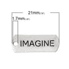 P315 - 10 pcs. Antique Silver "Imagine" Rectangle Charms Pendants - 21mm X 8mm