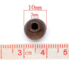 BD318 - 200 pcs Brown Dark Coffee Wooden Wood Round Spacer Beads - 10x9mm