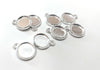P364 - 10 pcs. Silver Tone Circle Round Bezel Cabochon Pendant Tags Trays - 10mm Glue Pad - Double Sided - Single Loop