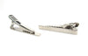 TC035 - 10 pcs Silver Tone Tie Bars/Clips - 40x5mm Glue Pad