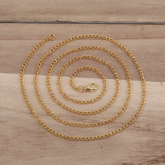 N070 - 12 pcs. Gold Plated Cable Chain Link Necklaces 30 3/8" - (4mm x 2.5mm) - Lobster Clasps - Claw Clasps