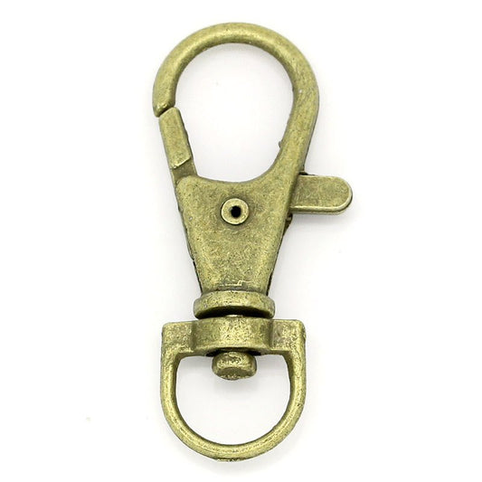 CL110 - LARGE - 20 pcs. Antique Bronze Lobster Swivel Clasps for Key Ring - 37 x 17mm - Claw Clasps