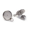 E096 - 10 pcs. 304 Stainless Steel Earring Posts Studs Settings Bezels Cabochons Tacks with Loop - 8mm Glue Pad Setting