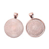 P700 - 5 pcs. Rose Gold Plated Pendant Trays Circle Posts Settings Bezels Cabochons - 25mm Glue Pad Setting (1 inch)