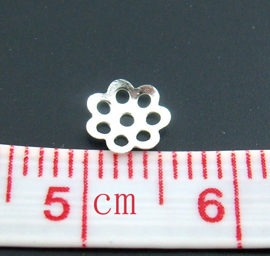 BD645 - 2000 pcs Silver Plated Flower Bead Caps Covers - 6mm