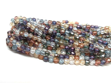 BD378 - 38 pcs Czech Glass Fire Polish Round Faceted Beads - 4mm - Assortment - Hole Size: 0.8mm - Firepolish - Variety Pack - Mix - Luster