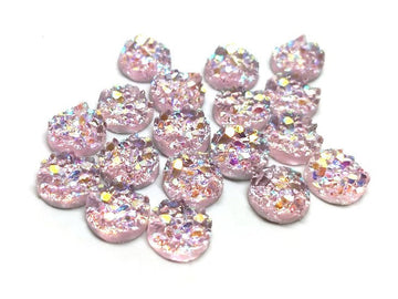 CA316 - 10 pcs. Druzy Resin Embellishment Cabochons Light Pink Blush Multicolor - 8mm